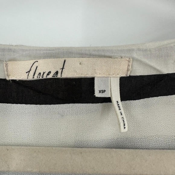 Floreat Blouse Top Women XSP Black White Embroidered Fringed Latitude Round Neck - Picture 6 of 14